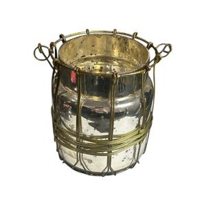 Mercury Glass Hanging Votive Light Candle Holder Beautiful Metallic Details 8 x5